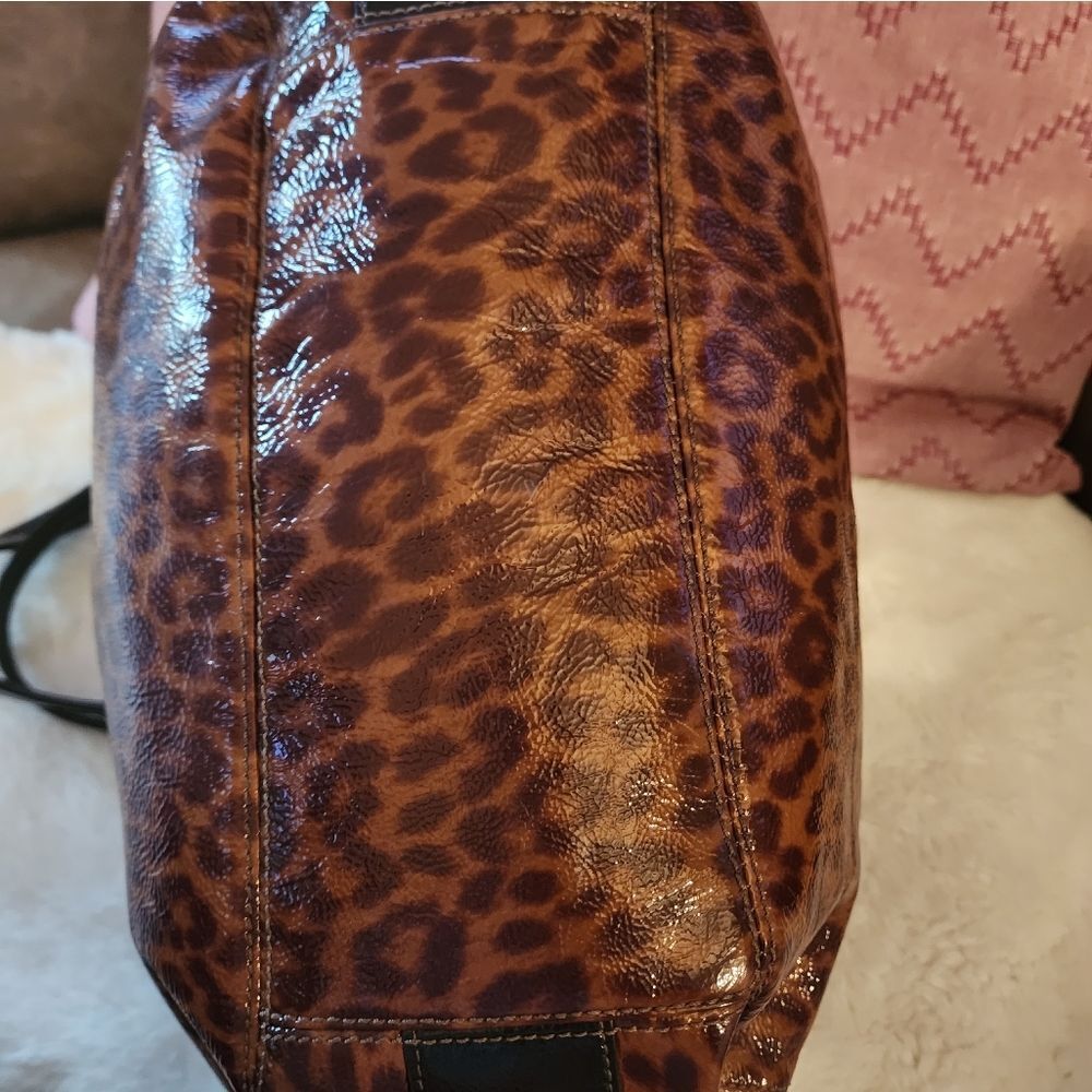 Coach Maggie Mia Patent Leather Ocelot Print Purse, Gold Hardware - Picture 5 of 14